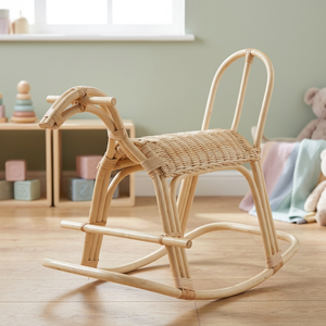 Meubles et chaise pour enfants, chaise à bascule à caractère animal en rotin, cadre de canne et tissage de fitrit en rotin - Product Image 3