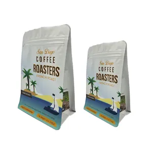 Reciclável Totalmente Impresso Verde Coffee Bean Flat Bottom Pouches Atacado Sacos De Café De Luxo Alta Barreira Eco Friendly Coffee Bag