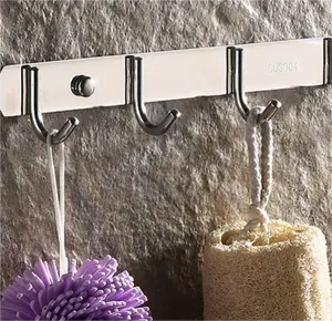 Wholesale Stainless Steel 304 Hangers Rack Metal Ceiling Coat Rack 5Hooks Wall Mounted Rack For Home Kitchen Organization