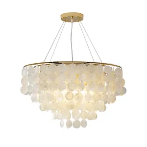 Italian creative modern white shell piece chandelier LED pendant lamp for living room dining room bedroom clothing store