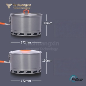 Casserole de camping en acier inoxydable 3-4L portable avec couvercle et poignée orange pour cuisinières à gaz et à induction - Product Image 2