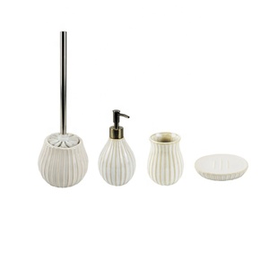 BX New Manufacturer <strong>White</strong> Modern Ceramic and Bamboo Bathroom Set <strong>Bath</strong> <strong>Tray</strong> with Bamboo Base - Product Image 3