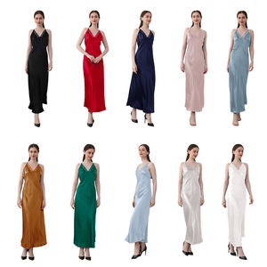 Abbigliamento da notte in pura seta della migliore qualità 100% abito da notte in seta di gelso senza maniche abiti di seta Sexy per le signore - Product Image 6