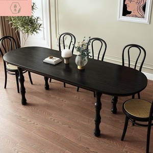 โต๊ะอาหารไม้เนื้อแข็งทรงวงรีสไตล์วินเทจ ดีไซน์มั่นคงสำหรับใช้ในบ้าน - Product Image 3