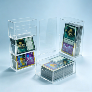 Wholesale Transparent 3-Tier Acrylic <b>Display</b> <b>Case</b> Double Grid Card Storage Box 100pcs Capacity for Home Store - Product Image 4