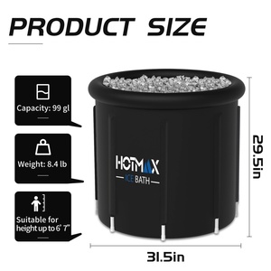 Baignoire à glace portable avec double robinet, pliable, pour la récupération des athlètes, grande cuve à glace pour thérapie par le froid en extérieur - Product Image 2