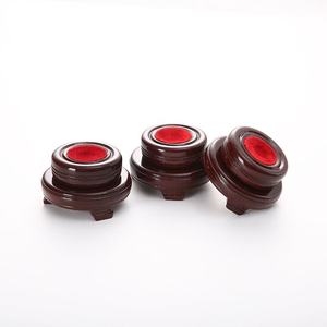 Wholesale Decoration Red Round Rotating Display Wooden <b>Stand</b> Wood Base for <b>Crystal</b> Balls Big Sphere for Decoration - Product Image 2