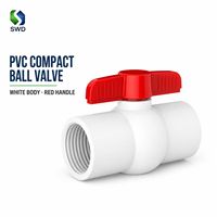Robinet à bille compact en PVC anti-corrosion, corps blanc, poignée rouge, robinet manuel marche/arrêt pour l'irrigation agricole