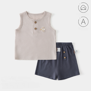 Guai Ropa para bebé, chaleco sin mangas + pantalones cortos, suave, ligero y transpirable, conjunto para bebés <span class=keywords><strong>de</strong></span> 0 a 24 <span class=keywords><strong>meses</strong></span> - Product Image 2