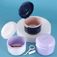 Boîte de Rangement Ronde SUNSHING pour Prothèses Dentaires avec Panier Égouttoir, Boîte de Nettoyage pour Retainers Dentaires, Gobelet de Trempage pour Dents Artificielles, Protection Buccale, Soins Bucco-Dentaires