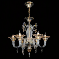 Lustre en verre soufflé à la main de style Murano, luminaire suspendu décoratif en verre artistique pour salle à manger de villa