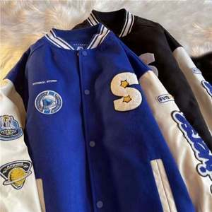 Nouvelle <span class=keywords><strong>veste</strong></span> de baseball en coton d'hiver avec broderie de lettres de marque et manches en cuir, pour couple, vestes en coton pour hommes - Product Image 6