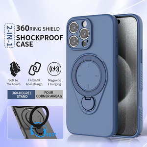 Funda de Teléfono Personalizada de Lujo Premium 2025 para iPhone 17 16 Pro Max, Carcasa Trasera Antigolpes con Anillo Metálico de 360 Grados - Product Image 2