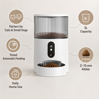 Distributeur automatique intelligent pour chats et petits chiens avec caméra, interaction vocale, contrôle à distance via application, alimentation programmée par portions, double alimentation, utilisation domestique