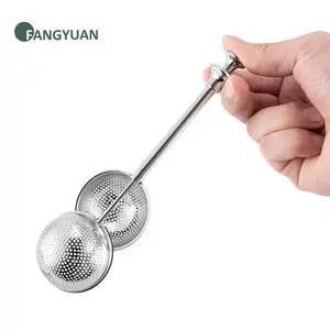 FANGYUAN coffee & tea tools heart gold stainless steel 304 tea infuser strainer filter tea ball wholesale with push handle