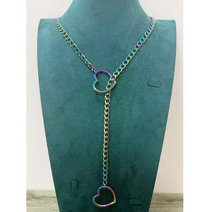 Collar con Colgante de Corazón Hueco Multicolor y Multitamaño, Joyería Unisex de Acero Inoxidable Estilo Punk Minimalista, Gran Venta - Product Image 2