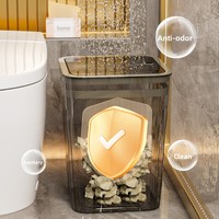 Poubelle carrée en plastique pour la maison, luxe léger, transparente, grande taille, pour salon, cuisine, maquillage