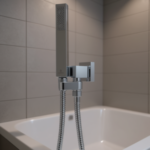 Juego de ducha Cube Brass con soporte giratorio y manguera cromada - Product Image 3