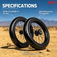Kit de roues Supermoto Motard KYZ Sur-Ron Light Bee X 17 pouces, jantes en alliage CNC 70/90-17 90/80-17, kit de dirt bike haute performance pour vélo électrique