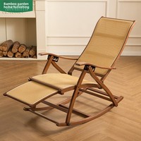 Fauteuil à bascule inclinable pour adultes, adapté au sommeil, en bambou, pliable, mobilier de maison, pour balcon, chaise de loisirs, avec dossier, pour personnes âgées