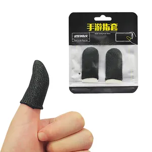 Jeu mobile pas cher fibre de carbone argent anti-dérapant pouce doigt manches joystick écran toucher doigt gant pour PUBG Gaming