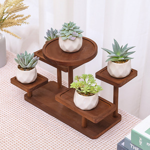 Expositor creativo de madera maciza, expositor para aperitivos y plantas suculentas, expositor tipo puesto con escalones - Product Image 1