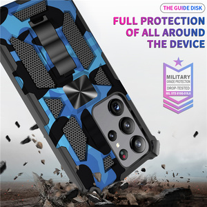 Funda de camuflaje militar para <span class=keywords><strong>Samsung</strong></span> S23 Ultra, soporte de armadura a prueba de golpes, soporte plegable oculto, cubierta trasera de montaje magnético para coche - Product Image 3