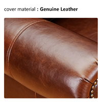 Fauteuil simple en cuir véritable de luxe américain, finition antique, cuir pleine fleur, design contemporain, structure en bois massif
