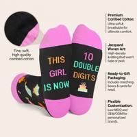 Chaussettes personnalisées en coton peigné de qualité supérieure pour un confort ultime, chaussettes amusantes pour fête d'anniversaire, cadeau personnalisé pour les adolescentes