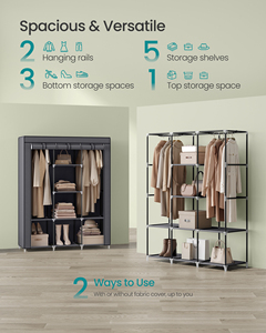 Organizador <span class=keywords><strong>de</strong></span> Ropa Plegable Moderno SONGMICS con Cubierta <span class=keywords><strong>de</strong></span> <span class=keywords><strong>Tela</strong></span> No Tejida, <span class=keywords><strong>Armario</strong></span> Portátil <span class=keywords><strong>de</strong></span> Gran Capacidad - Product Image 3