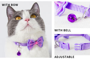 Manufacturer Wholesale Multi-colors Design Adjustable Bell <b>Bow</b> <b>Dog</b> Cat Collar - Product Image 5