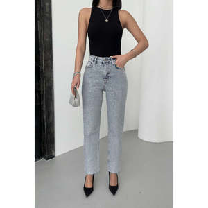 Jeans Boyfriend à imprimé léopard respirant pour femmes, taille basse, style gothique, skinny, bootcut, nœud floral, design déchiré, style camionneur - Product Image 3