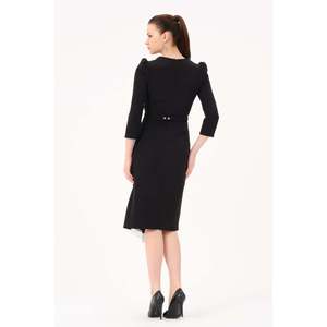 DANS Pull à manches longues col rond noir uni décontracté pour femme, idéal pour tous les jours, disponible en tailles 38-42 - Product Image 3