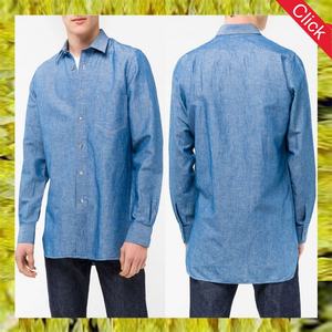 2019 New Style <b>Long</b> <b>Sleeves</b> Denim t <b>Shirt</b> <b>Men</b> Chambray Fitted <b>Shirt</b> Wholesale - Product Image 4