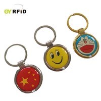 Carte de contrôle d'accès RFID, carte IC, carte d'identité, puce NFC haute fréquence lecture/écriture, porte-clés à bord métallique, logo personnalisé, carte RF modèle KEE35