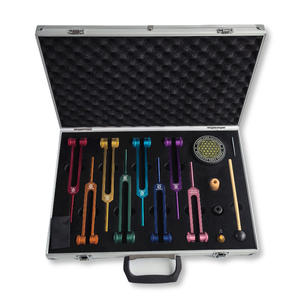 High Quality Eight Piece Colorful Tuning Fork Set With Activator Blocks For Sound Healing - Product Image 1