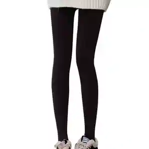 Pantalones de algodón de las mujeres de otoño e invierno de algodón de rayas verticales dentro y fuera con las mujeres leggings salvaje medias