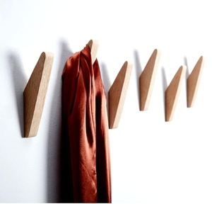 Lot de 4 crochets ronds en bois massif naturel, porte-manteaux modernes en bois poli - Product Image 4