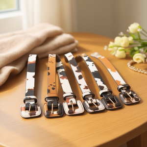 Cintura in pelle PU con fibbia a stampa leopardo da 2,5 cm, colore coordinato, per donna, cinture alla moda - Product Image 2