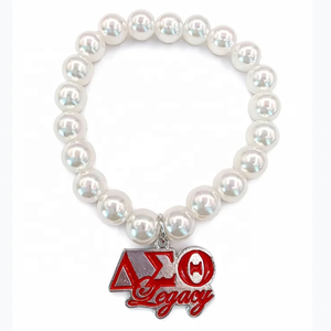 Delta Sigma Thet Red Delta Legacy Elastische Perle Charm Armband Soror Geschenk Nettes Armband Jubiläums geschenk für Freundin Schmuck - Product Image 3