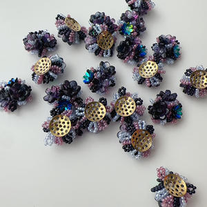 Chaussures perlées tissées à la main noires étuis de téléphone décoratifs accessoires de bricolage vêtements matériaux de fleurs décoratives - Product Image 5