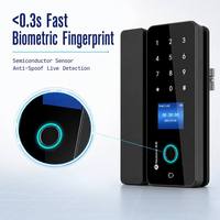 Serrure de porte en verre sans cadre Tuya WiFi, sans perçage, biométrique, à empreintes digitales, serrure numérique intelligente pour portes en verre de bureau de 8 à 12 mm