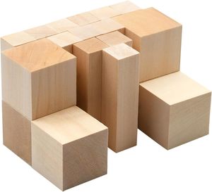 Bloques de talla de tilo de pino de haya sin terminar de 5*5*5cm para manualidades Diy y uso en talleres - Product Image 1