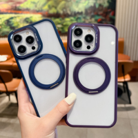 Étui de téléphone transparent en acrylique avec béquille pour iPhone 16 15 14 13 12 11, coque magnétique pour iPhone 16 Pro