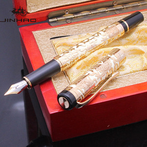 Pluma Estilográfica de Alta Calidad, Diseño Personalizado de Lujo, Tinta para Caligrafía, Regalo, <span class=keywords><strong>Jinhao</strong></span> 5000, Color Albaricoque y Dragón Dorado del Año Nuevo Chino - Product Image 6