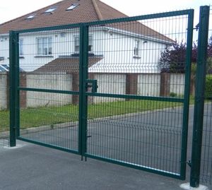 Portail double de jardin <span class=keywords><strong>3D</strong></span> extérieur 55*200mm, galvanisé et peint par poudrage, esthétique <span class=keywords><strong>3D</strong></span>, double porte - Product Image 1