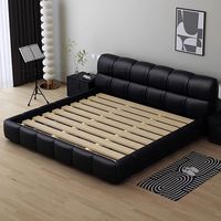Italienisches Schwarzes Bubble-Leder Stauraumbett Hydraulisches Trennwand-Stauraumbett Doppelbett für Hauptschlafzimmer