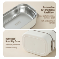 Boîte à lunch en acier inoxydable 304 personnalisée avec logo, étanche, compartimentée, compatible micro-ondes, portable, vente en gros
