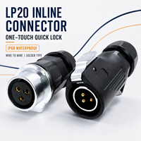 Connecteur rond fil à fil en ligne LP20, type à souder, 2, 3, 4, 5, 7, 9, 12, 14 broches, mâle/femelle, prise de signal/alimentation, étanche IP68