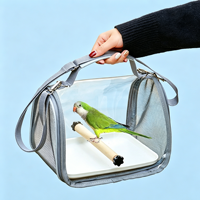 Sac de transport transparent pour oiseaux avec perchoir et plateau, cage de voyage respirante pour petits animaux